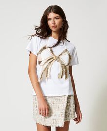 Regular t-shirt with removable bow "Papers" White Woman 231AP2301-02