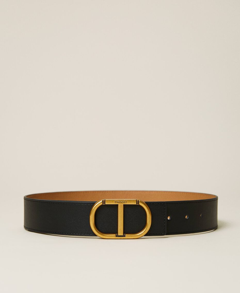 Reversible belt with logo Black / Leather Woman 221TA4010-01