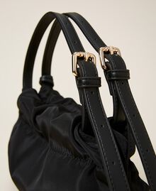 Hobo bag with gathering Black / "Dune" Beige Animal Print Woman 222TB7032-04
