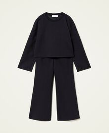 Jacquard jumper and trousers with logo Black Child 222GJ2271-0S