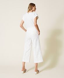 Pantalon cropped en macramé Blanc Neige Femme 221TP2035-04