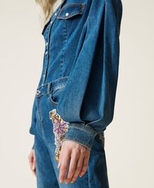 Chemise en jean avec patchs brodés Bleu "Denim Moyen" Femme 221AT234D-07