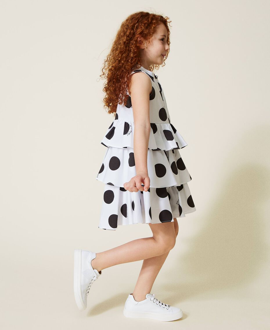 Poplin dress with polka dot print Polka Dot Print Off White Background Child 221GJ2098-02