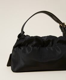 Hobo bag with gathering Black / "Dune" Beige Animal Print Woman 222TB7032-03