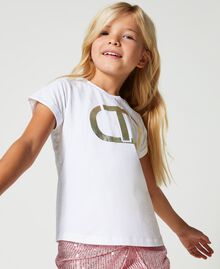 T-shirt avec logo Oval T lamé Noir Enfant 231GJ205H-04