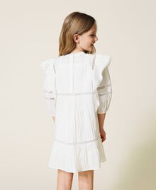 Muslin dress with lace Off White Child 221GJ2T42-04