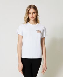 T-shirt with logo and handmade embroidery White Woman 231TP217A-02