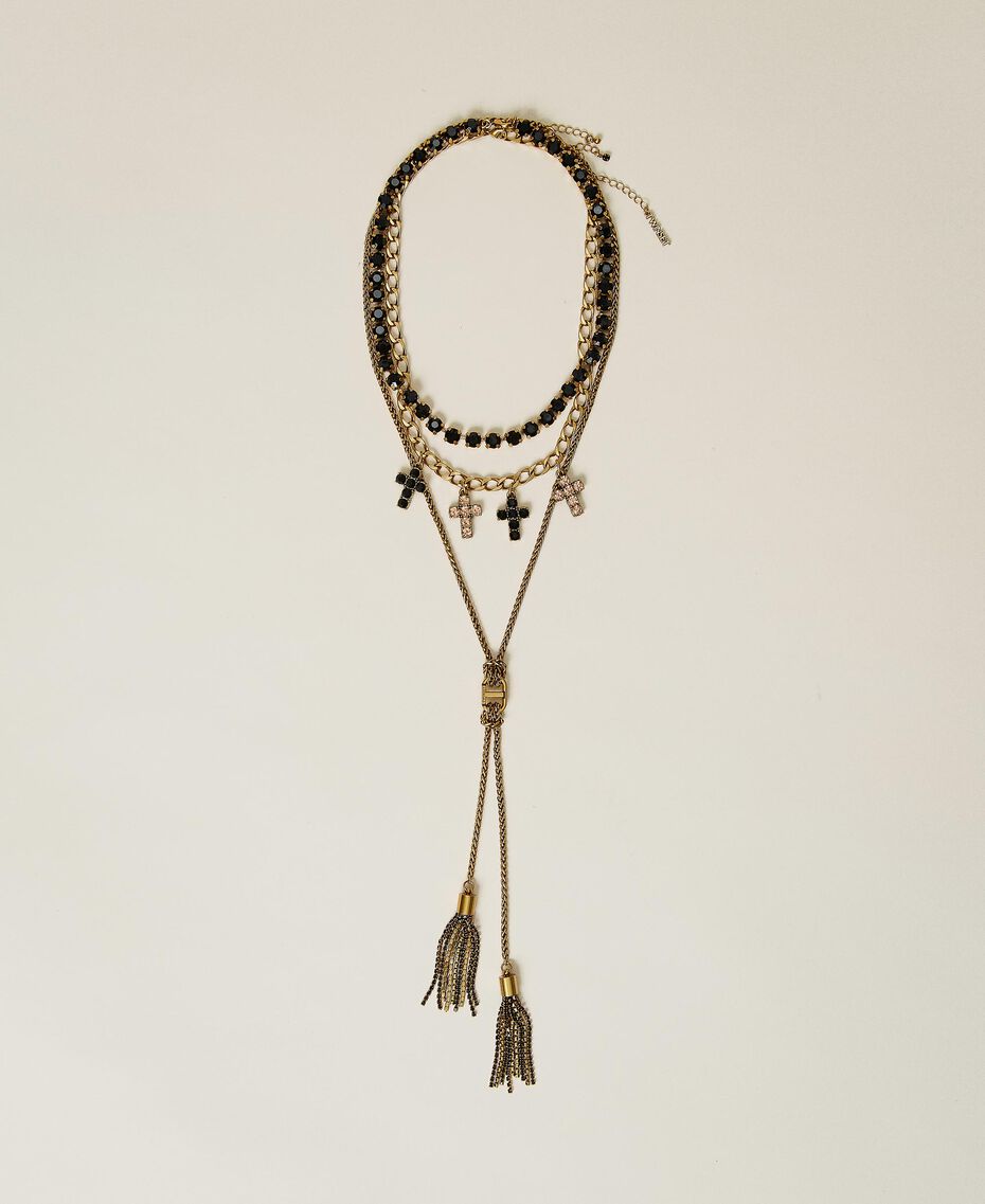 Chain necklace with stones and rhinestones “Aged Coppery Brass” Gold Woman 222TO5062-01