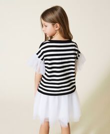 Dress with tulle and striped jumper set Off White Stripe Two-tone Black / Off White Child 221GJ3182-04