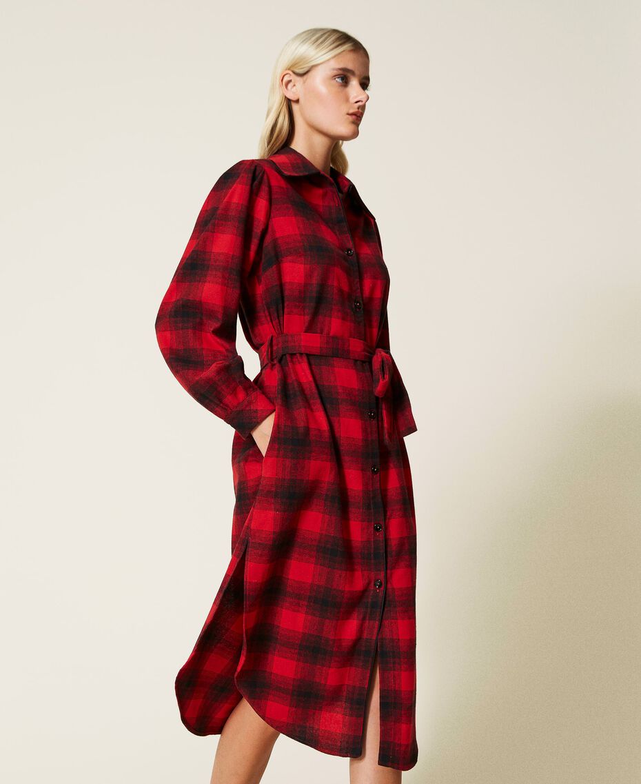 Chequered shirt dress Ardent Red / Black Check Woman 222LL2G11-02