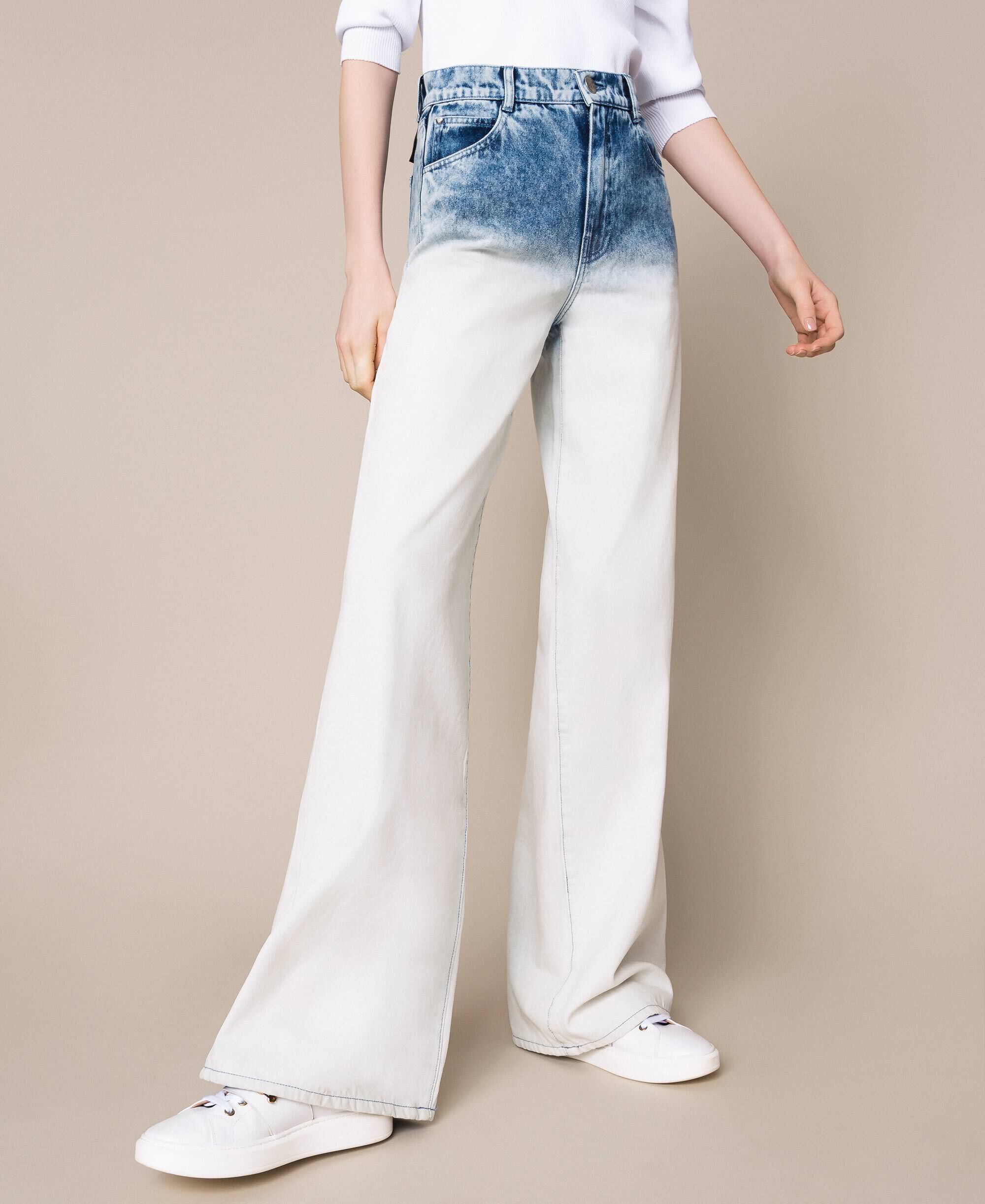 Свободные прямые джинсы с эффектом деграде Деним Растушеванный женщина 201MT2242-01