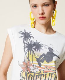T-shirt imprimé avec logo Blanc Gardénia Femme 221AT2182-05