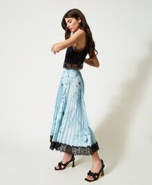 Long pleated satin skirt with lace Woman 231AT2282-03