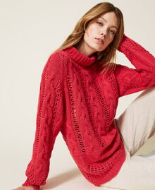 Treeblend yarn seamless turtleneck jumper "Dunes Melange” Beige Woman 222TT3080-01