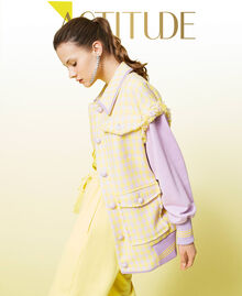 Houndstooth jacket with removable sleeves "Pastel Lilac" / Vivid Yellow Houndstooth Woman 221AT2270-01