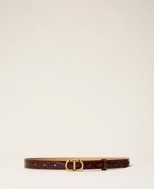 Leather belt with croc print “Merlot” Red Crocodile Print Woman 212TO5092-02