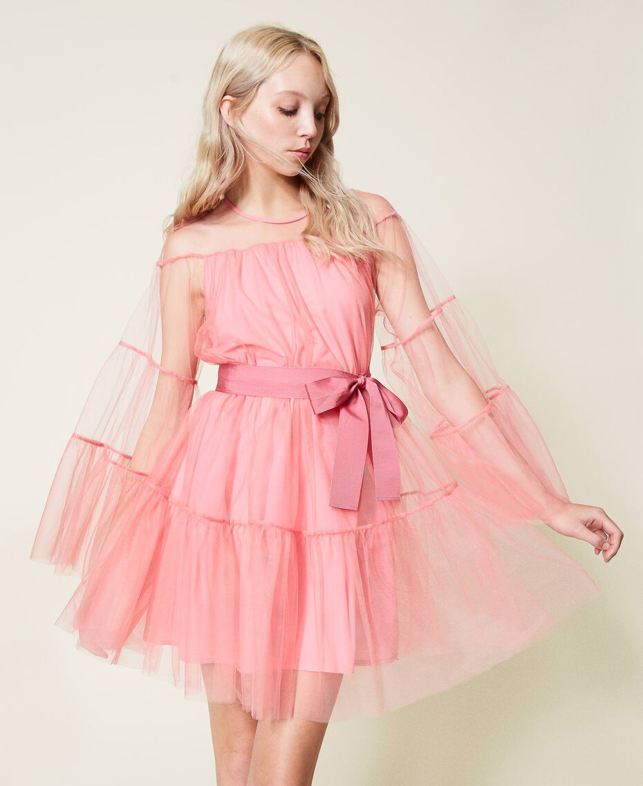 Short flounced tulle dress “Candy” Pink Woman 222AP2046-02