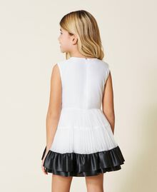 Organza dress with insert Bicolour Off White / Black Child 221GJ2QAA-03