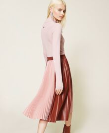 Pleated skirt with drawstring Two-tone “Burned” Brown / Misty Rose Woman 212LI2FAA-04