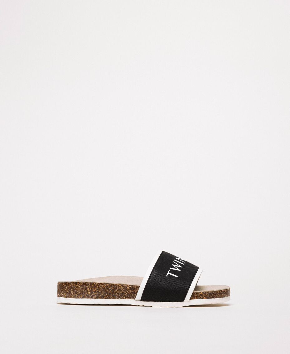 Slide-Sandalen aus Textil mit Logo Weiß Kind 201GCJ020-02