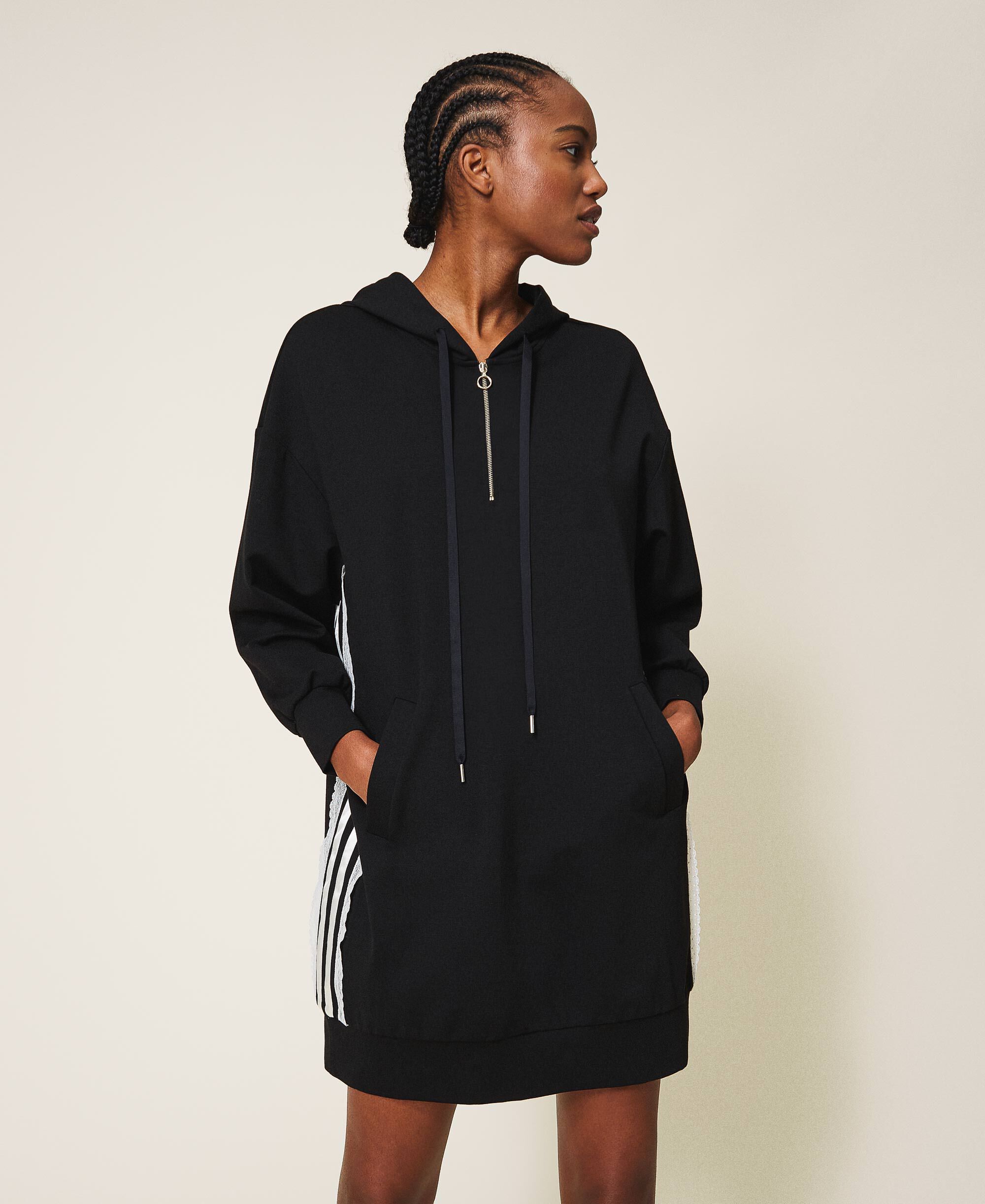 Robe avec dentelle et satin Femme, Noir | TWINSET Milano