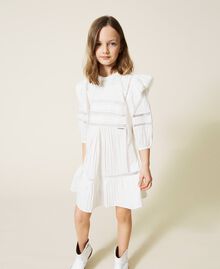Muslin dress with lace Off White Child 221GJ2T42-01