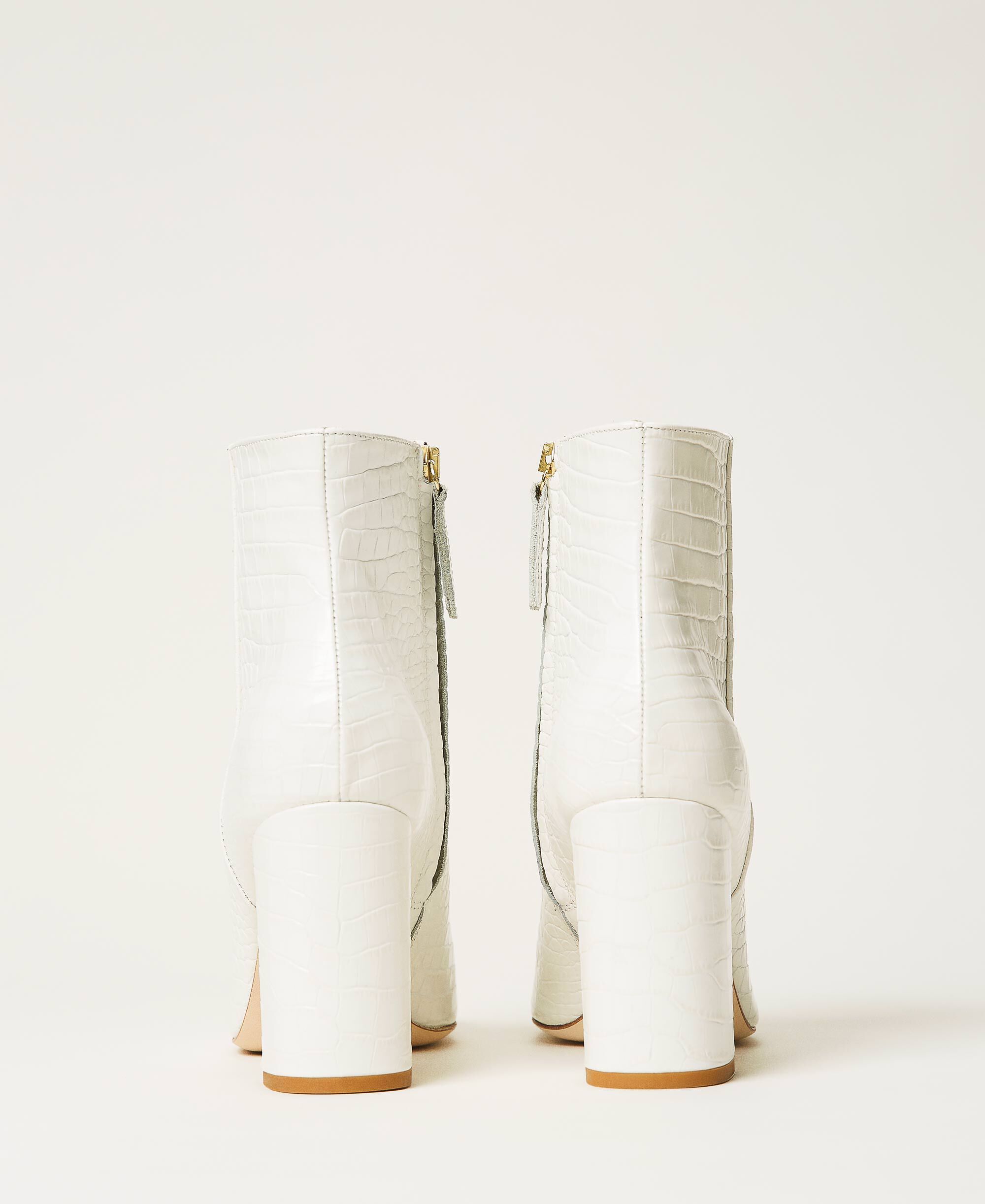 white croc print boots