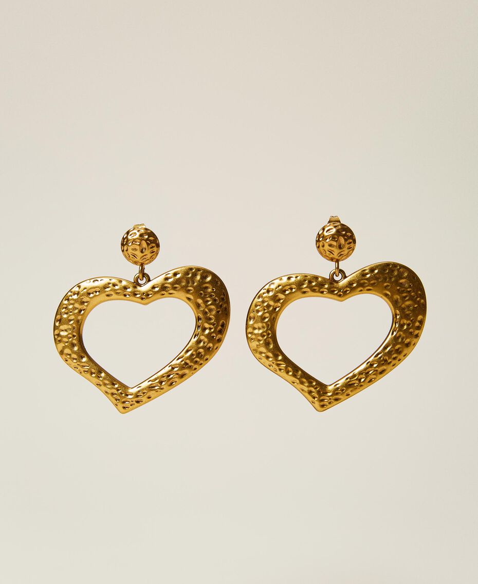 Ohrringe mit Herzanhänger „Kupfriges Altmessing“-Gold Frau 222TA401J-02