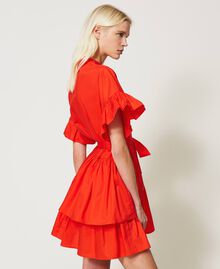 Poplin dress with flounces "Coral" Red Woman 211TT2459-03