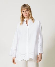 Camicia in popeline con ricami sangallo Bianco Donna 231TT2303-01