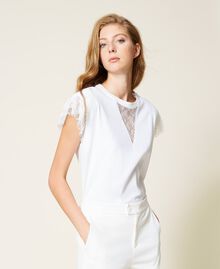 Valenciennes lace t-shirt White Snow Woman 221TP2230-01
