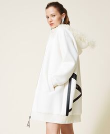 Scuba jacket with feathers White Gardenia Woman 221AT2393-03