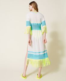 Muslin kaftan dress with embroidery Off White / Iceland Blue / Neon Yellow Multicolour Woman 221LM2MDD-03