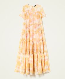 Robe longue en organza imprimé Nuances de Jaune Vif Femme 221AT2154-0S