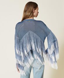 Cardigan with fadeout fringes Faded “Infinity” Light Blue Woman 221TT3010-04
