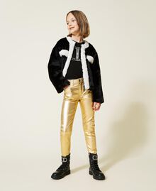 Two-tone faux fur jacket Bicolour Black / Off White Child 222GJ2170-0T
