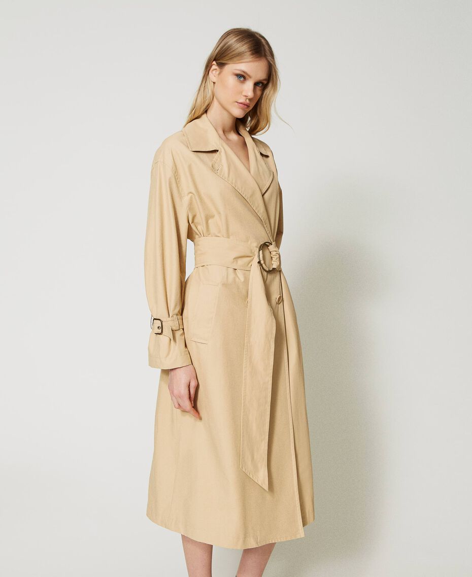 Trench coat with maxi belt “Pale Hemp” Beige Woman 231TP2200-02