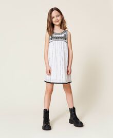 Dress with embroidery Bicolour Off White / Black Child 221GJ2100-01