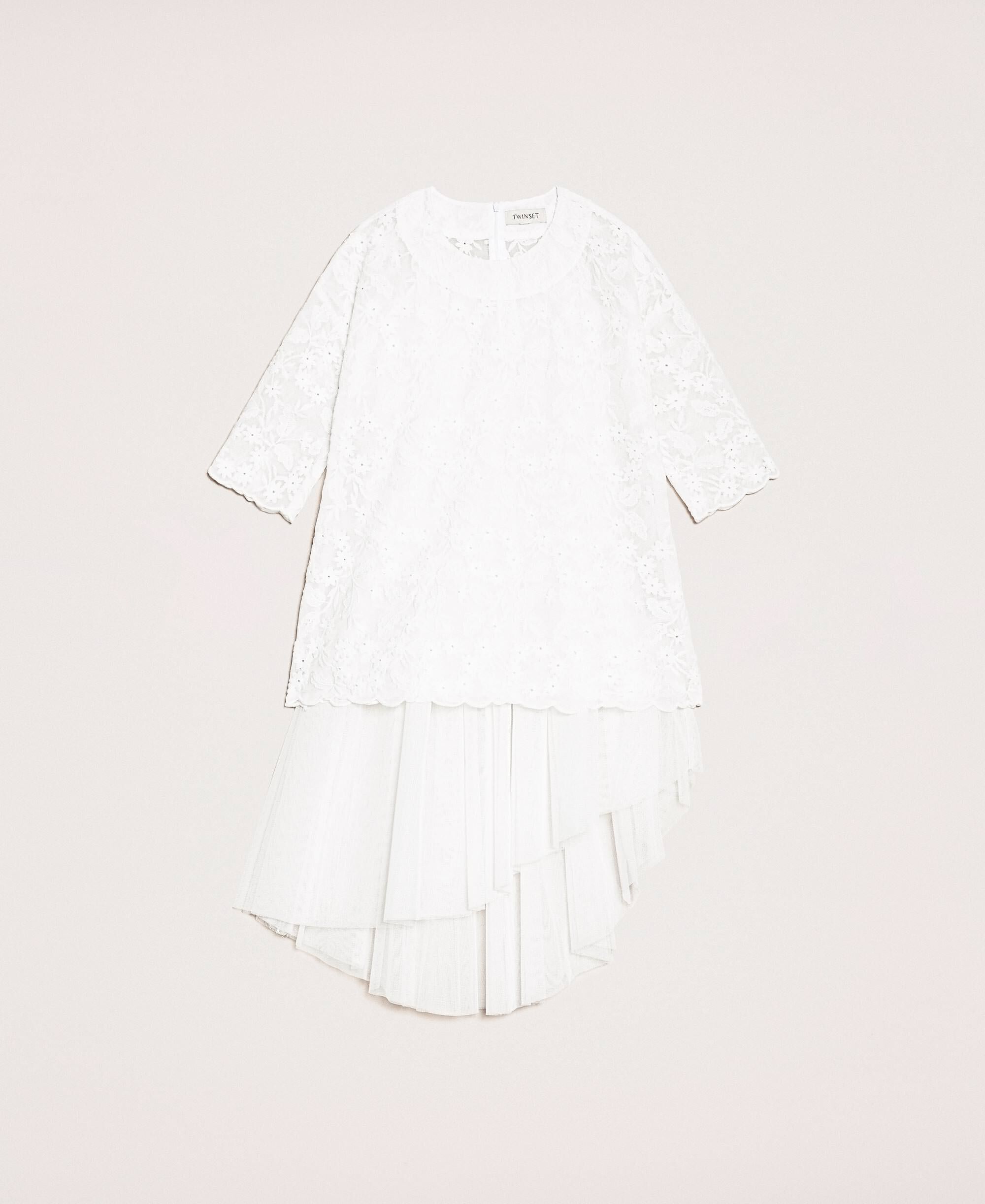 Tulle skirt and tunic dress Child, White | TWINSET Milano