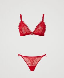 Soutien-gorge triangle et string en tulle Rouge Ardent Femme 231LL6D22-0S