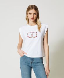 T-shirt with floral Oval T logo White Woman 231TP217B-01