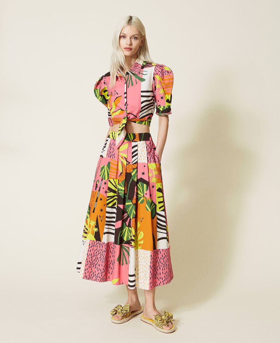 Printed poplin long skirt "Summer Dream” Pattern Woman 221AT2623-02