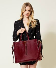 Leather shopper with nappa leather Grape Woman 222TB733B-0S