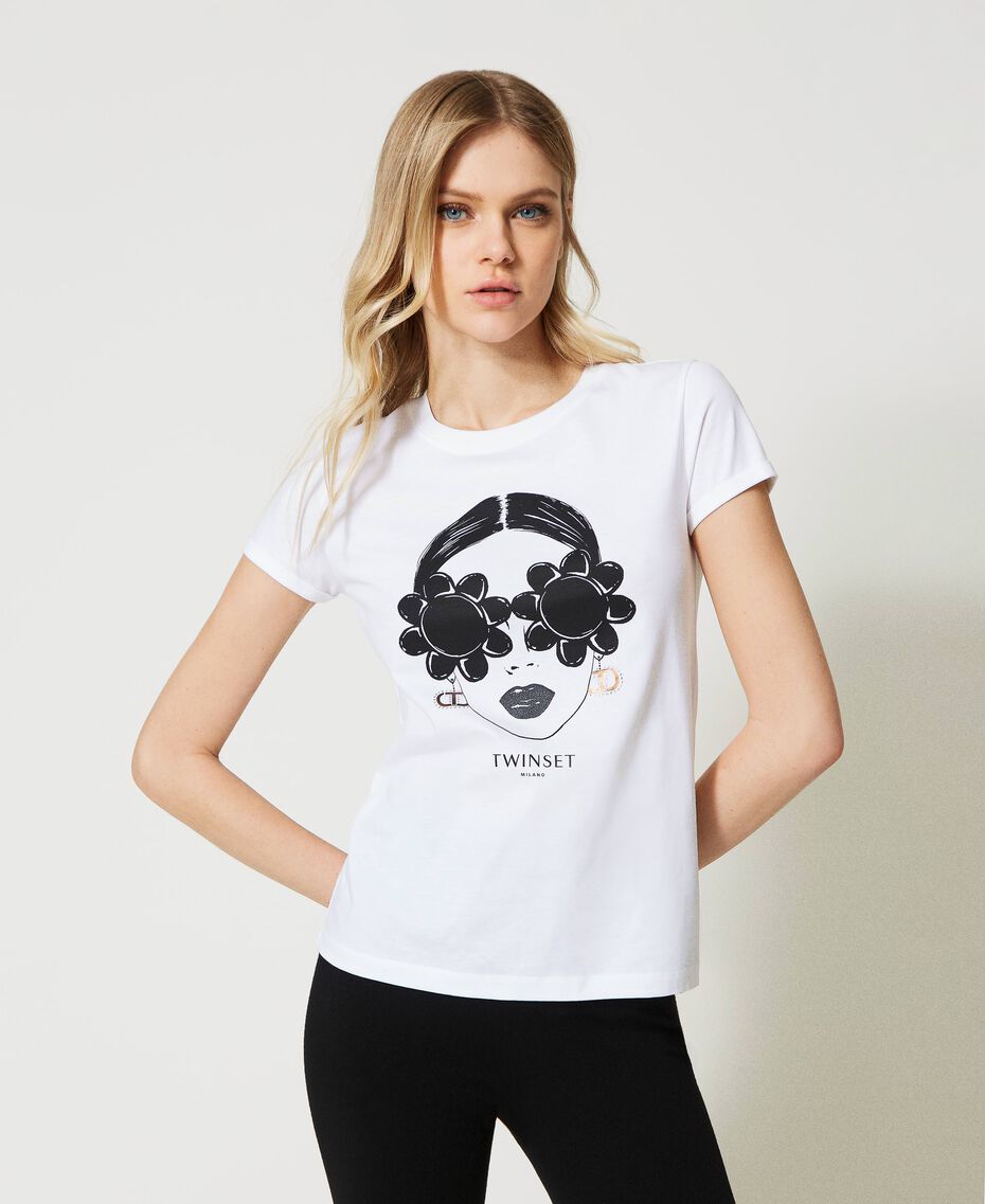 Camiseta con estampado Blanco Mujer 231TP2136-01