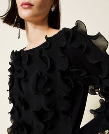 Knit dress with pleated ruffles Black Woman 222AP3230-06