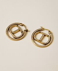 Earrings with Oval T logo and rhinestones