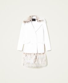 Wool cloth coat with faux fur "Parchment" Beige Woman 222AP2084-0S