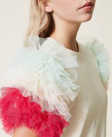 T-shirt Floweritude con balze in tulle Parchment Color Mix Donna 222AP2075-05