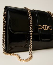 Patent leather clutch with logo Black Woman 222TB7361-04