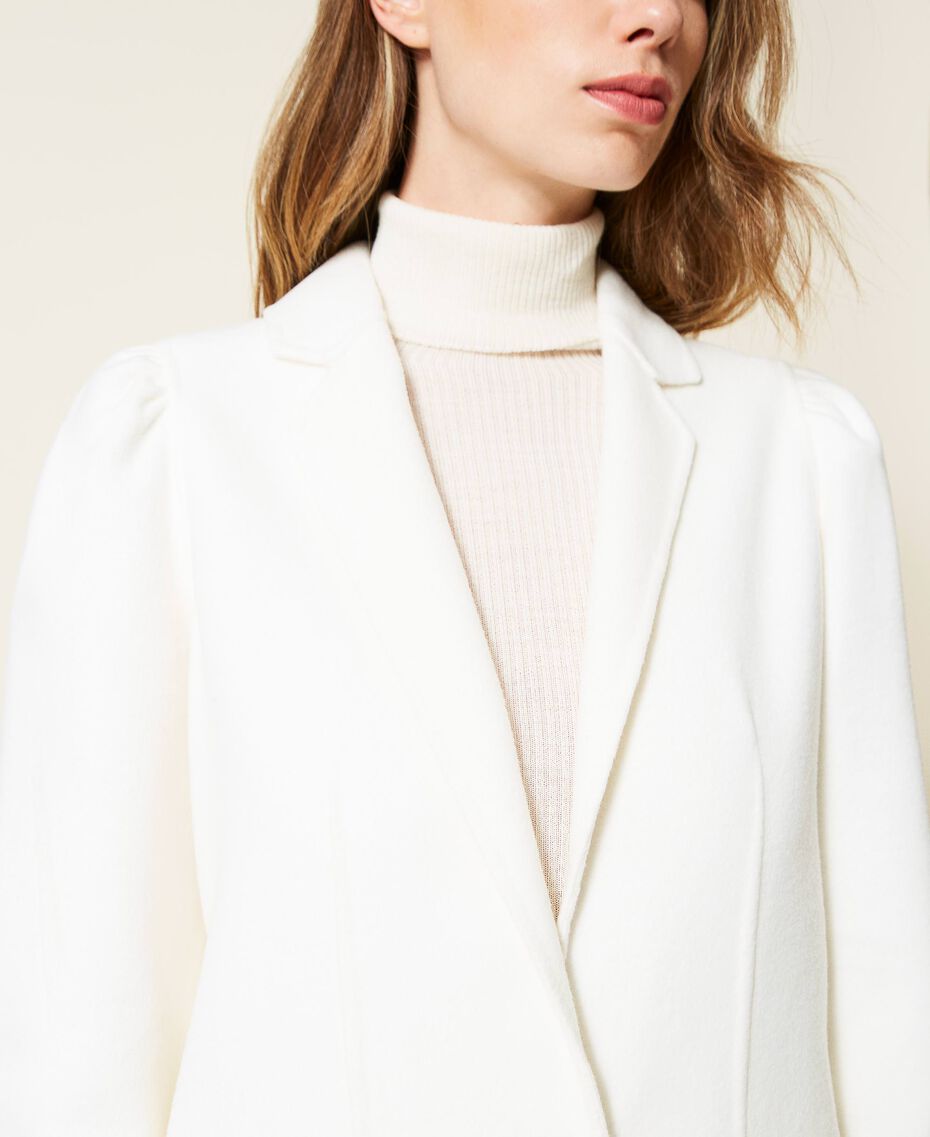 Abrigo largo mezcla lana doble Mujer, Blanco TWINSET Milano
